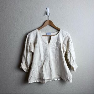 Mi Golondrina Embroidered Top Blouse Pleated Womens